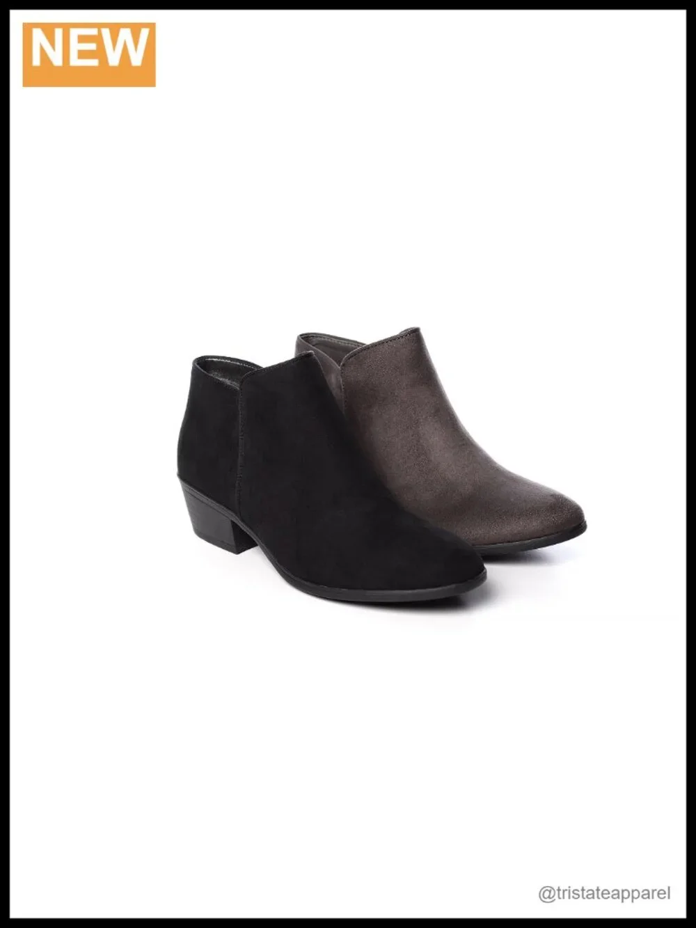Women's Low Block Heel Slip-On Ankle Booties with Side Zippers
